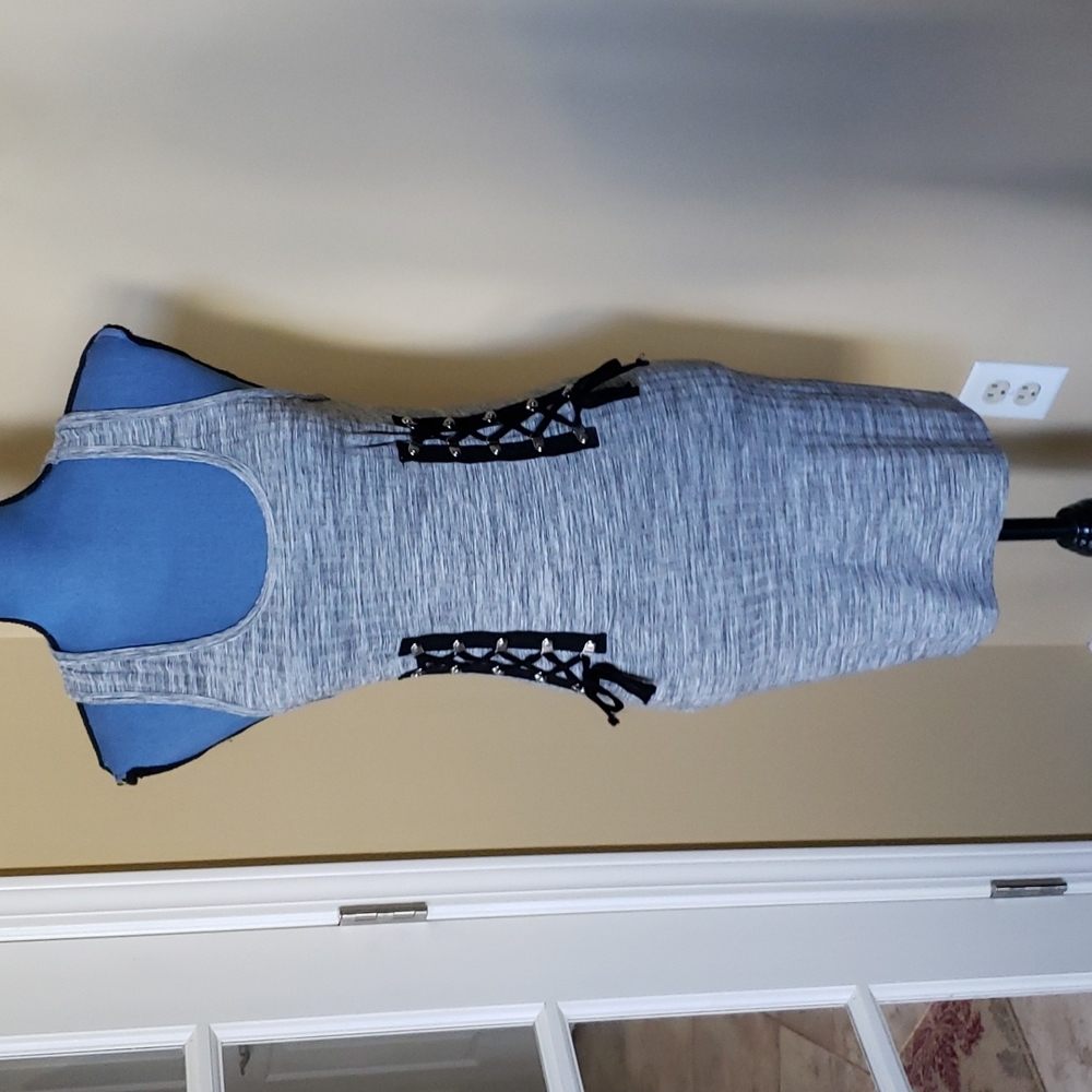 Gray Grommet Ties Dress